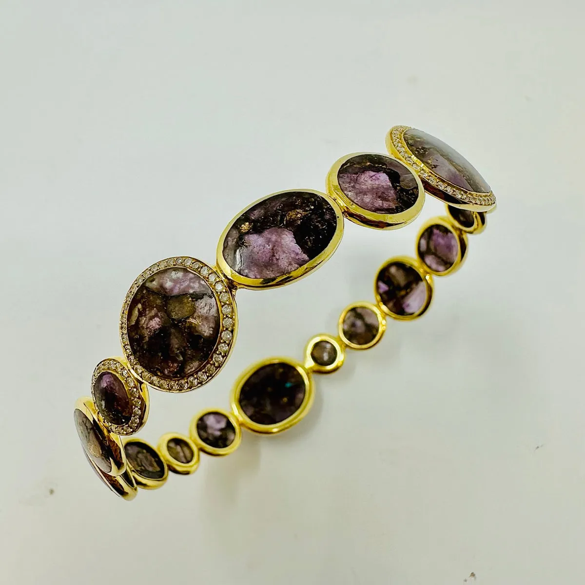 Ippolita 18K Gold Bangle Bracelet with Amethyst and Diamond