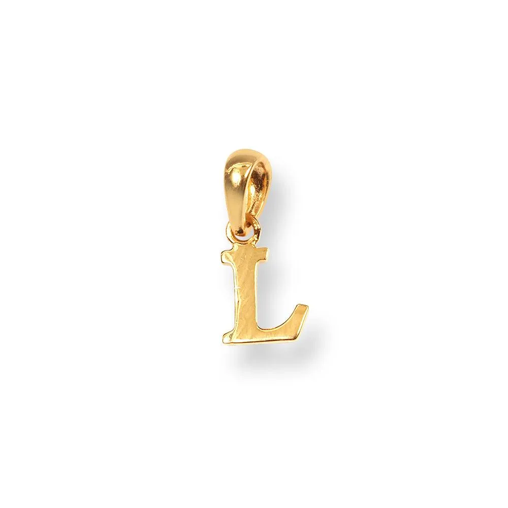 'L' 22ct Gold Minimal Initial Pendant P-7037-L