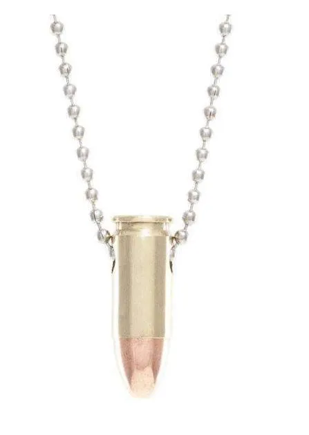 LUCKY SHOT Ball Chain Bullet Necklace - 9mm Brons