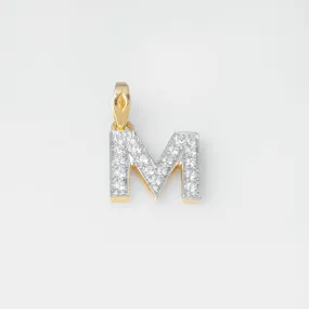 'M' 22ct Gold Swarovski Zirconia Initial Pendant P7029