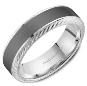 Men's 14K White Gold and Grey Tantalum Wedding Band