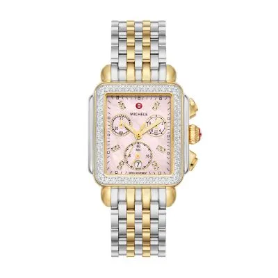 MICHELE Watches Deco Two-Tone 18k Gold-Plated Diamond Watch (33mm)