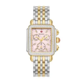 MICHELE Watches Deco Two-Tone 18k Gold-Plated Diamond Watch (33mm)