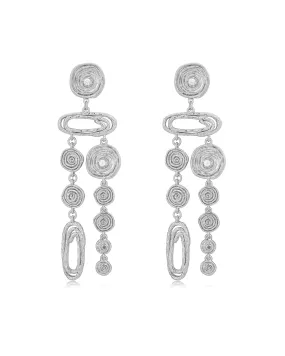 Molten Disc Statement Earrings- Silver