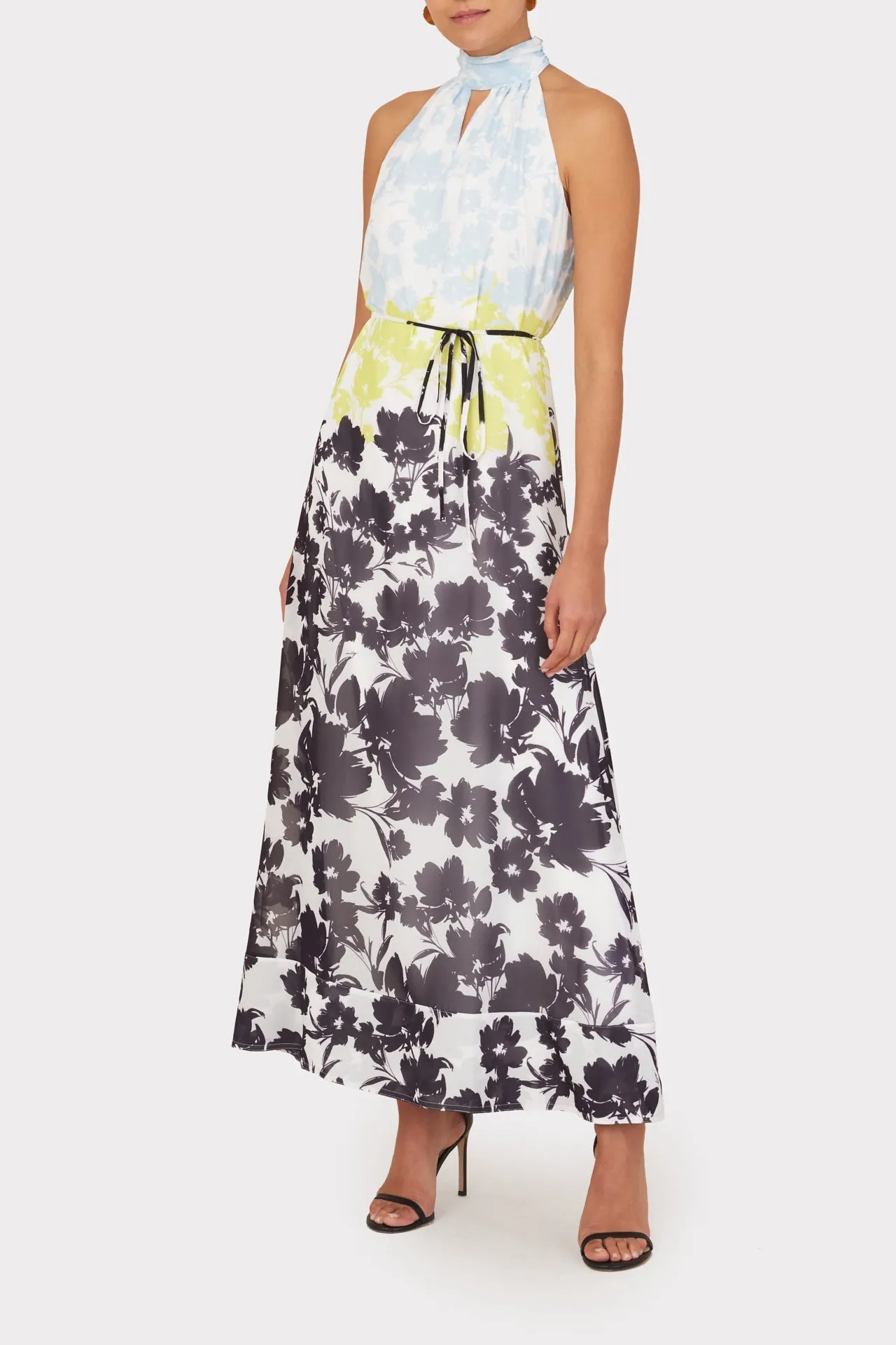 Morgan Silhouette Floral Stripe Dress