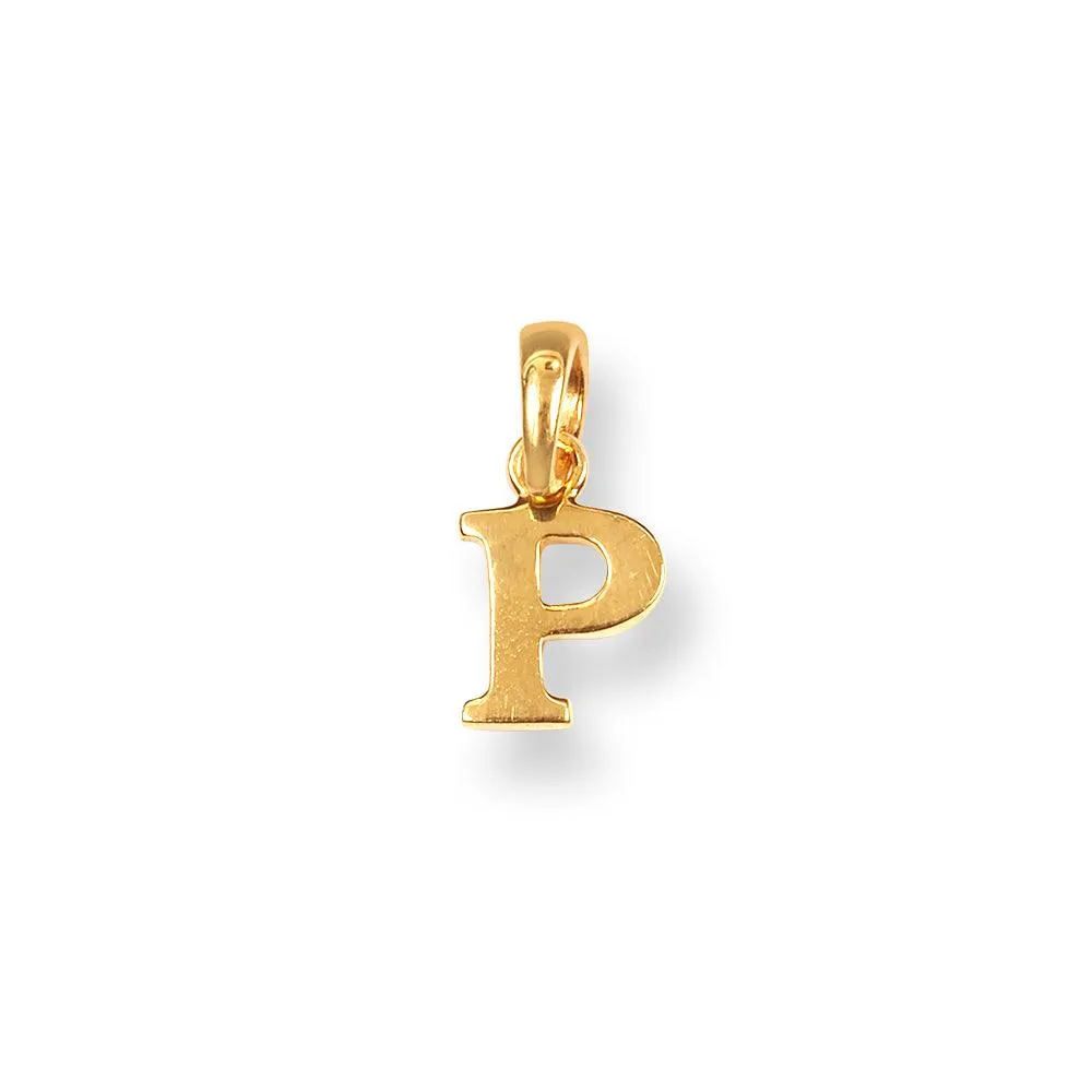 'P' 22ct Gold Minimal Initial Pendant P-7037-P