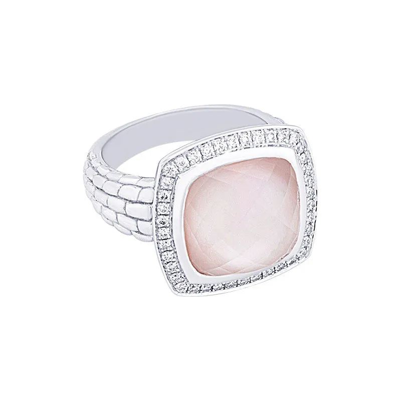 Pietra Collection Amethyst and Mother-of-Pearl Cabachon Ring with Diamonds