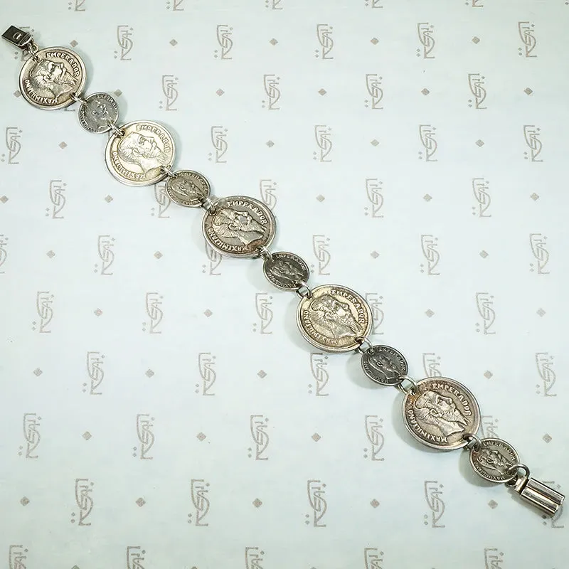 "Maximiliano Emperador" Coin Sterling Bracelet