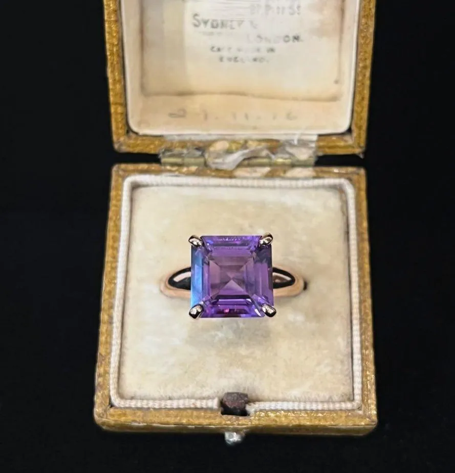 Rose Gold Square Cut Amethyst Ring