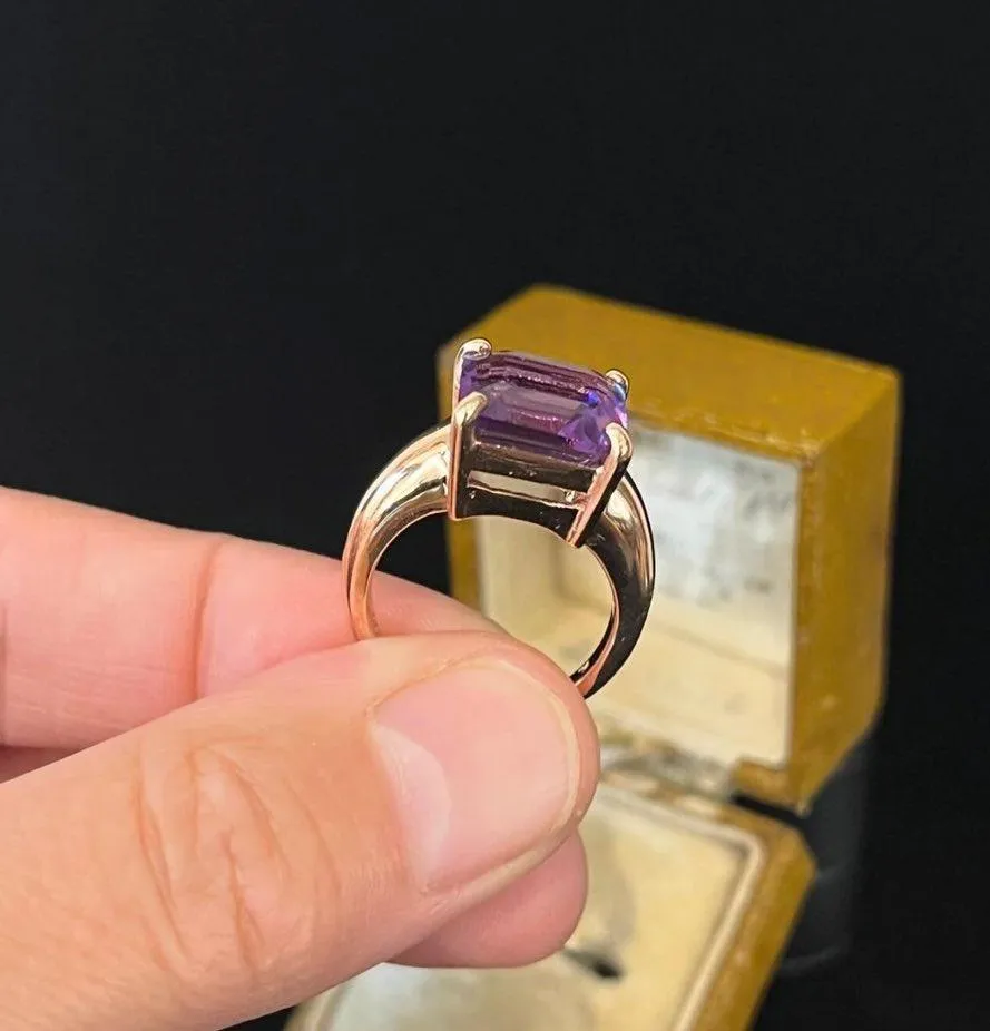 Rose Gold Square Cut Amethyst Ring