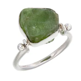 ROUGH PERIDOT SWIVEL RING - SILVER