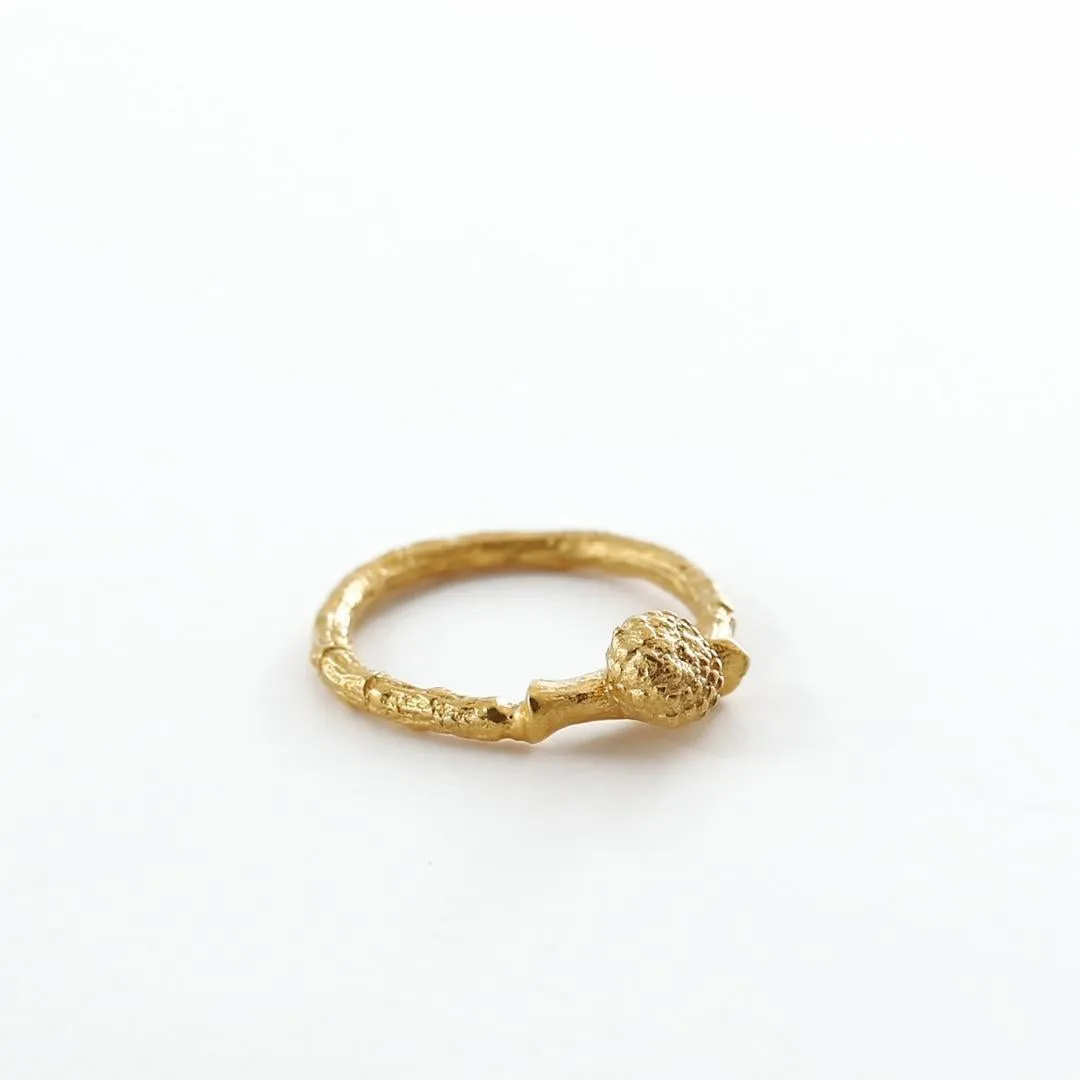 Round seed on a twig - ring - silver 925 - gold plated