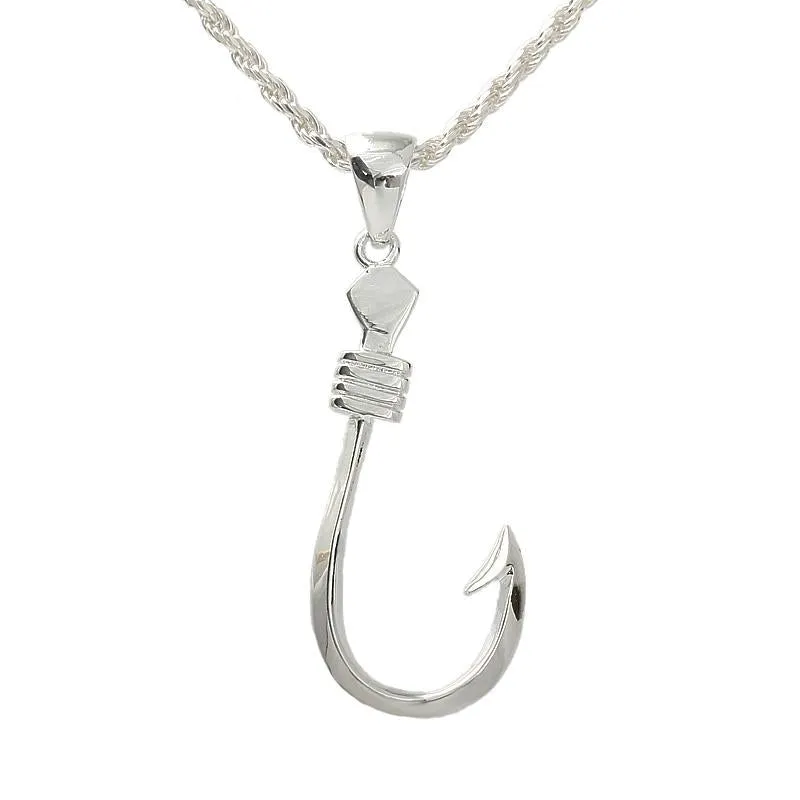 Sterling Silver Fish Hook Pendant (Chain Sold Separately)