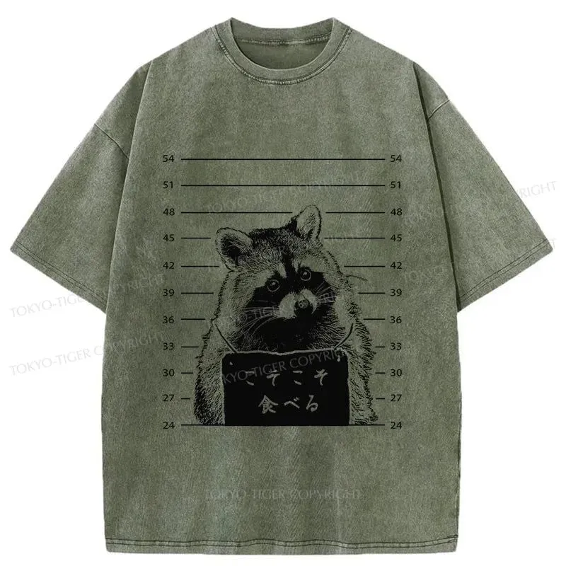 Tokyo-Tiger Captured Raccoon Washed T-Shirt