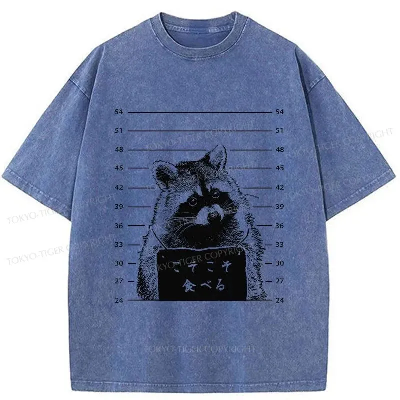 Tokyo-Tiger Captured Raccoon Washed T-Shirt