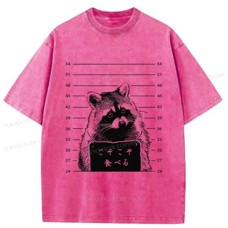 Tokyo-Tiger Captured Raccoon Washed T-Shirt