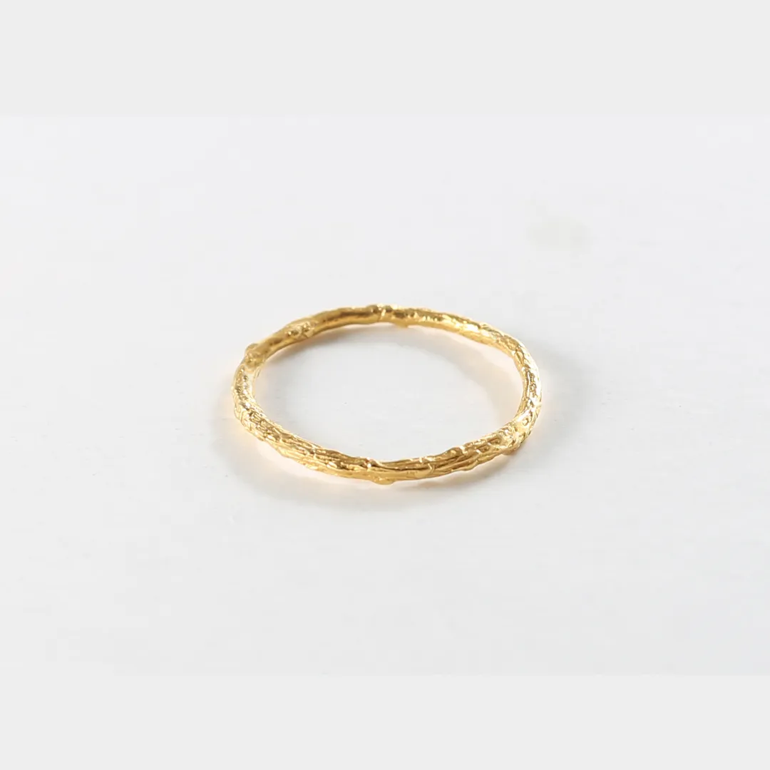 Twig band - ring - silver 925 - gold plated