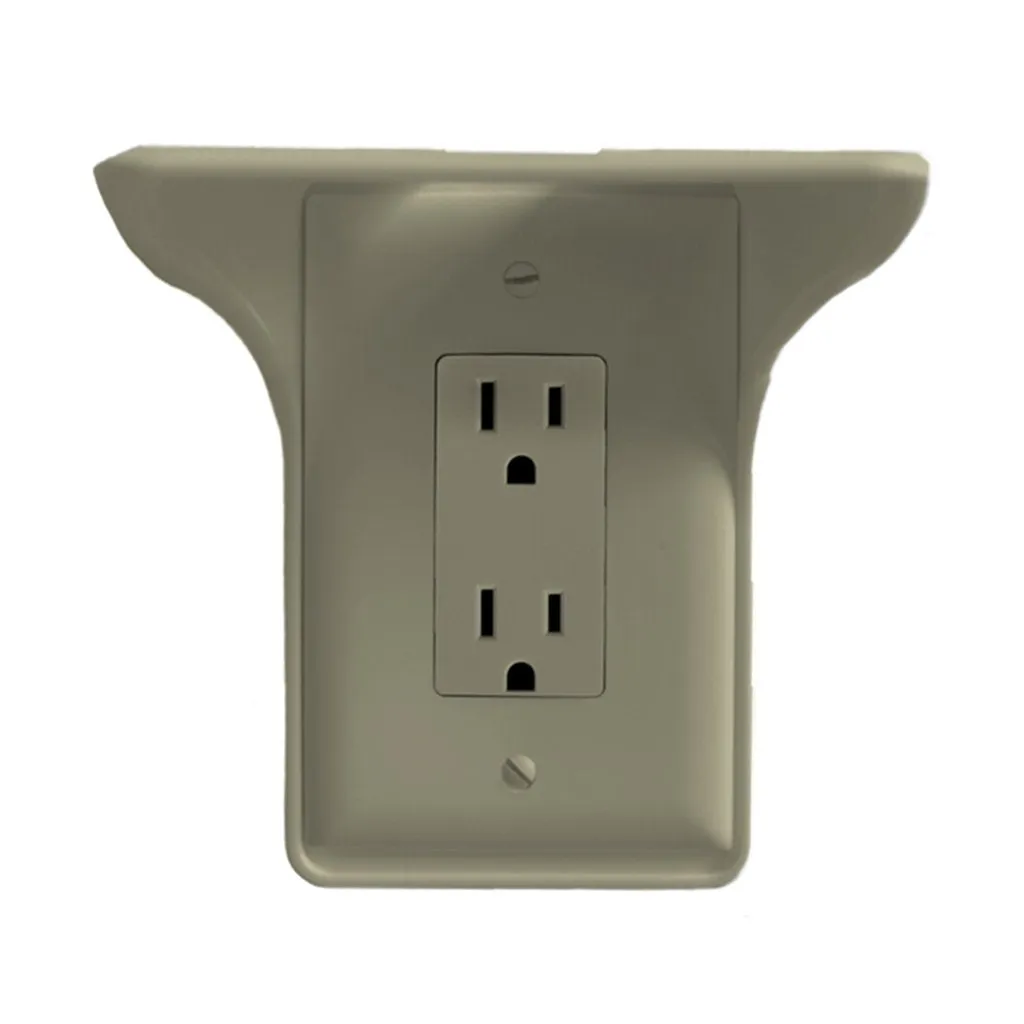 Wall Outlet Shelf Power Perch, White/Black/Almond