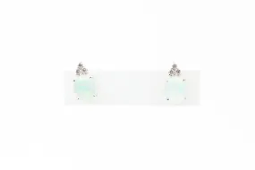 White Gold Oval Opal and Diamond Stud Earrings