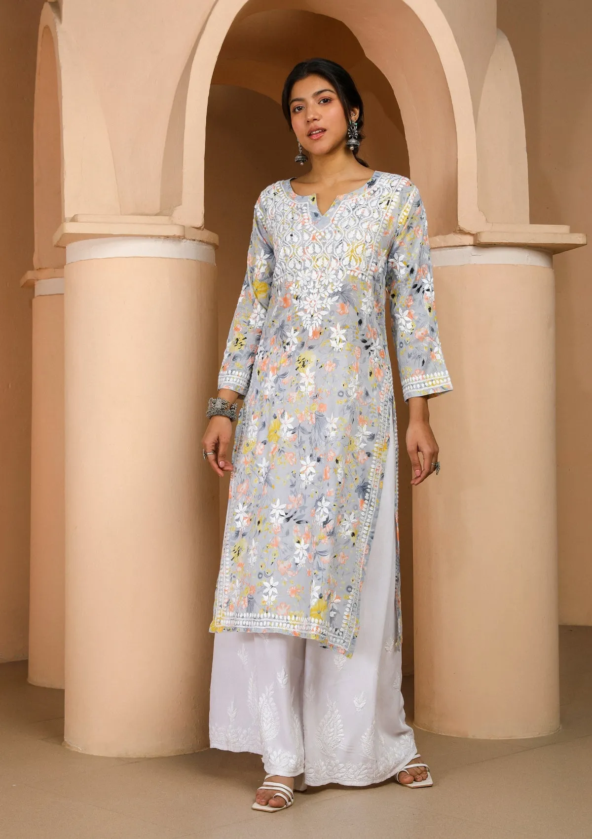 Zarah Chikankari Mulmul Straight Kurta